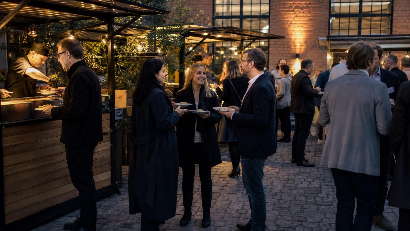 Kuratierte Streetfood-Stände bei einem Firmen- oder Privatevent